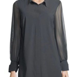 CHIARA BONI LA PETITE ROBE- Cesarina Semisheer Long-Sleeve Illusion Jersey Blous